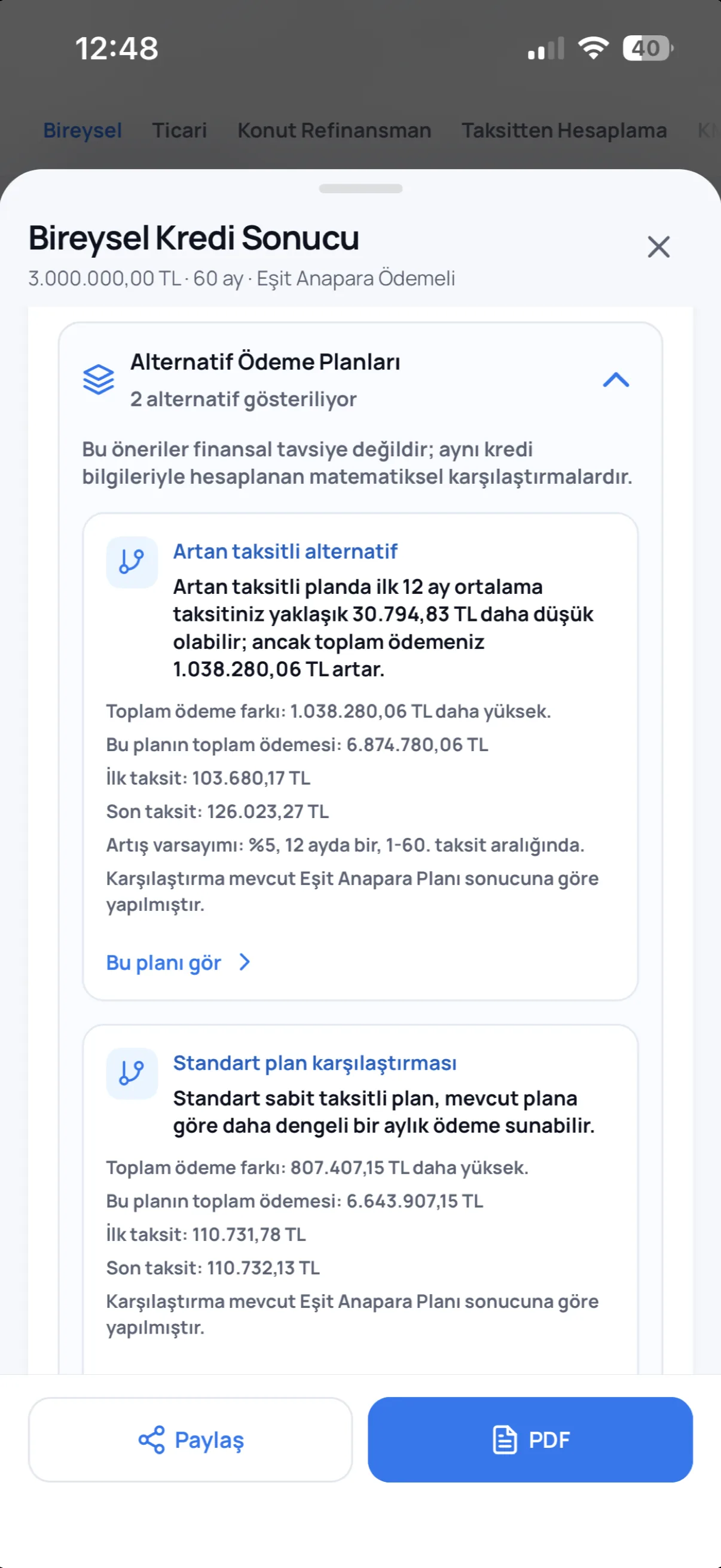 Bankacı uygulamasındaki akıllı ödeme planı önerileri